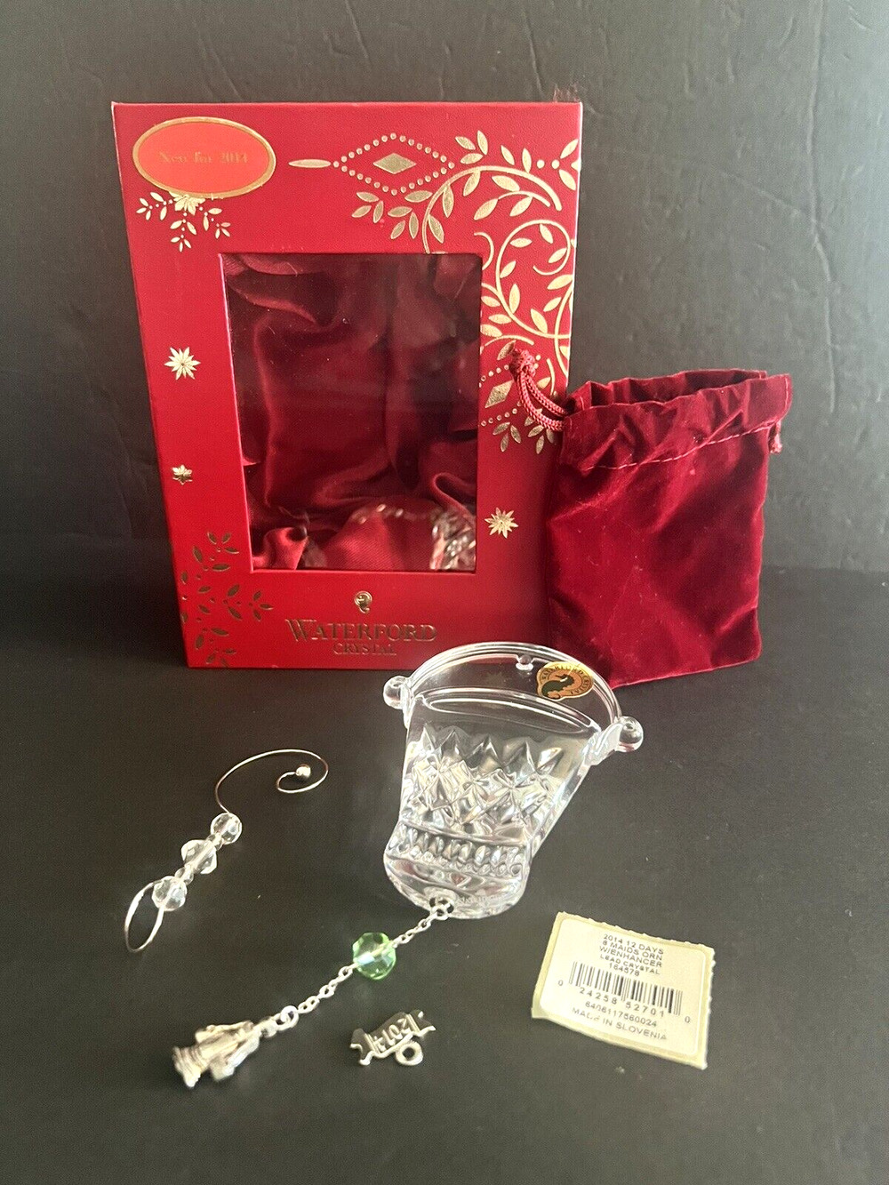 Waterford Crystal 2014 12 Days of Christmas 8 Maids A Milking Ornament NIB